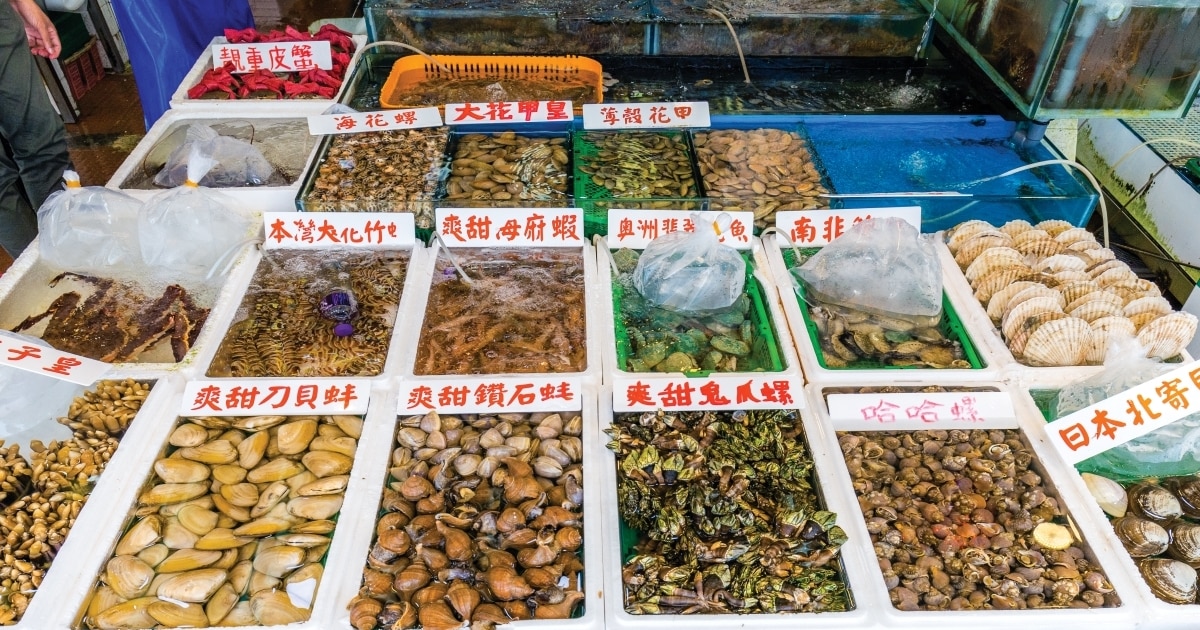 Fresh seafood at Sam Shing Hui Seafood Market.