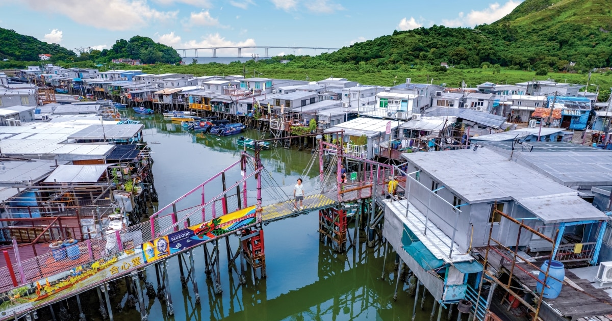 Aerial view of the canals and stilt houses in Tai O fishing village