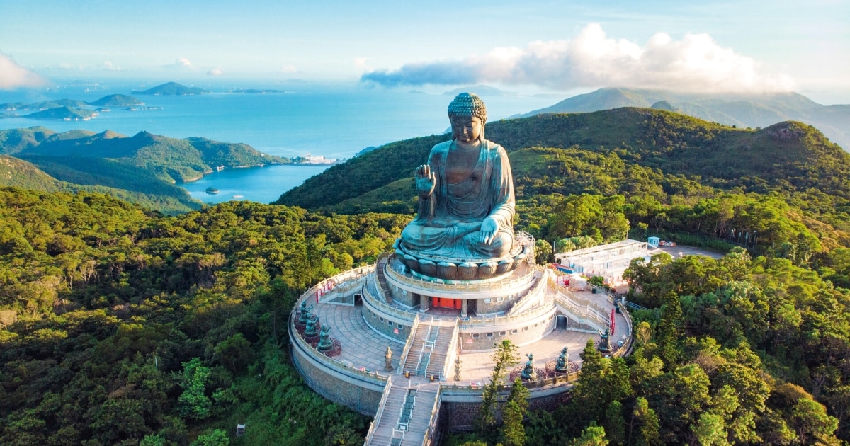 Big Buddha on the mountain top of Lantau Island