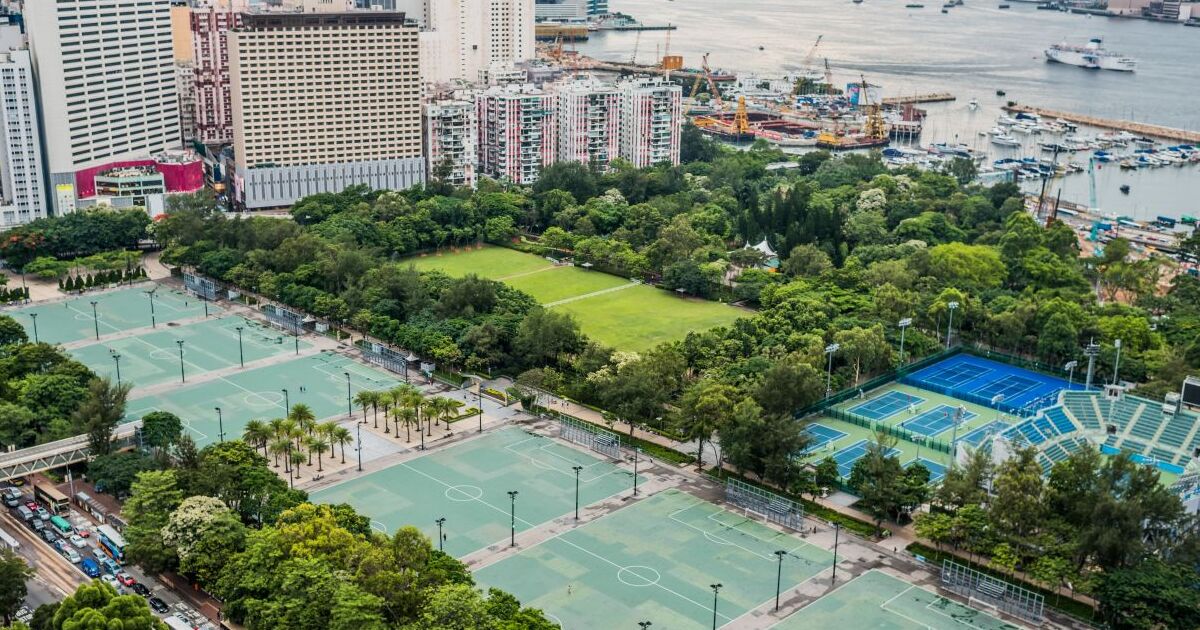 An aerial view of Victoria Park.