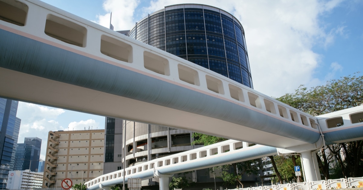 Exterior of Wai Yip Pedestrian Bridge.